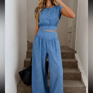 Blue Cap Sleeve 2 piece set